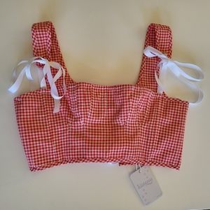 NWT Kitteny Gency Corset Top Size Medium Red Gingham